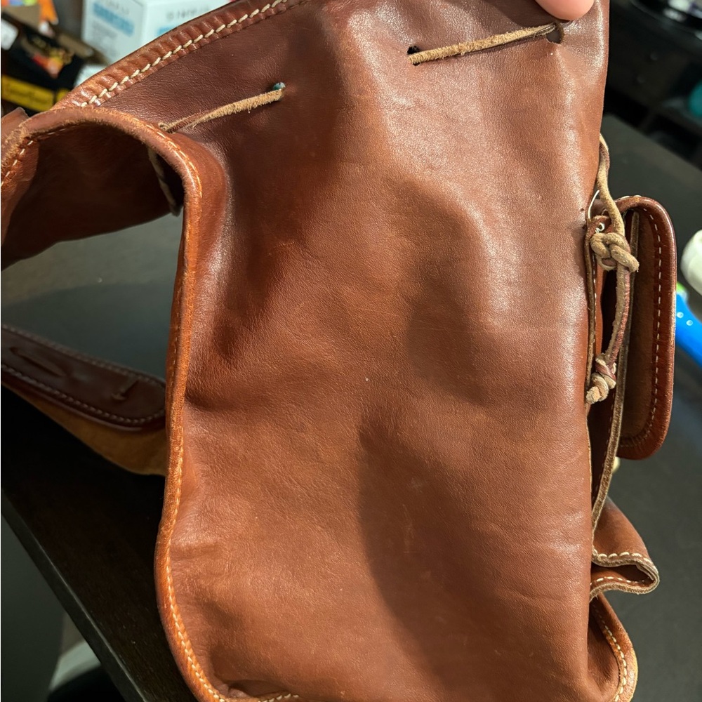 Moschino Camel Leather Crossbody Backpack - Picture 13 of 14